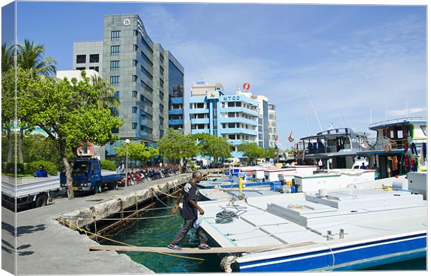 Male' city harbor Canvas Print by Hassan Najmy