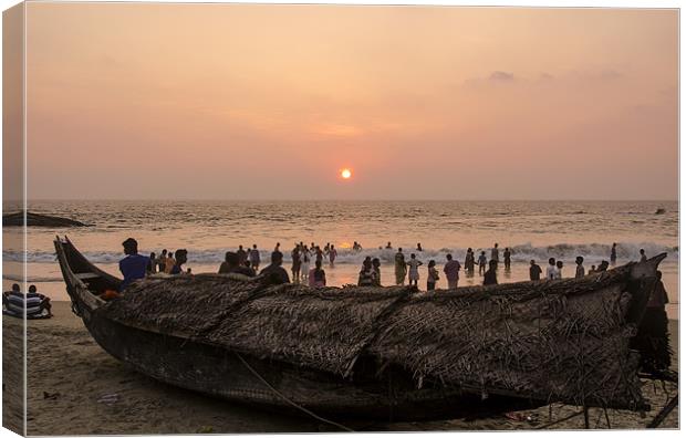 sunset in kovalam3 Canvas Print by Hassan Najmy