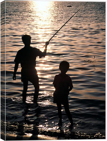 Fishing with dad Canvas Print by Hassan Najmy