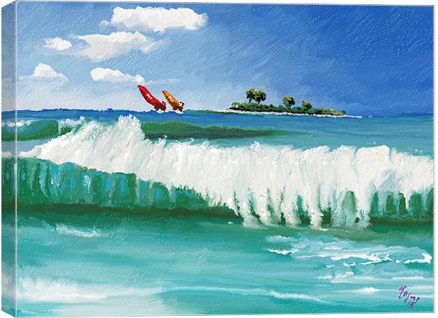 Island Resort Canvas Print by Hassan Najmy