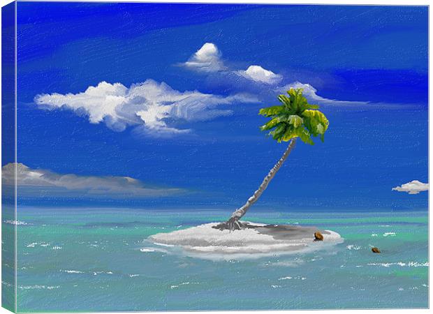 One palm Island Canvas Print by Hassan Najmy