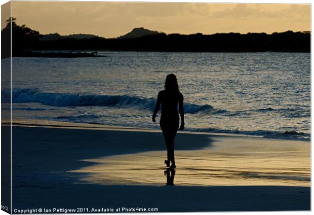 Girl walking on the beach Canvas Print by Ian Pettigrew