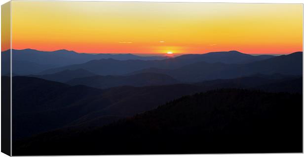 Blue Ridge Parkway Autumn Sunset over Appalachian  Canvas Print by Nataliya Dubrovskaya