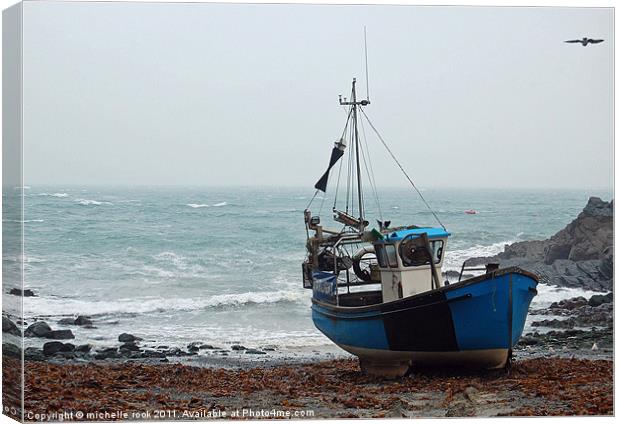 blue fishing boat Canvas Print by michelle rook