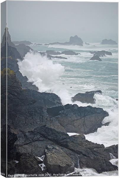 crashing waves on cornish coast Canvas Print by michelle rook