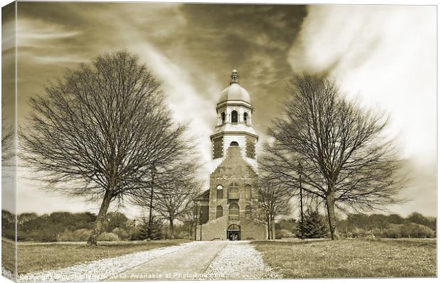 Victorian chapel and trees Canvas Print by michelle rook