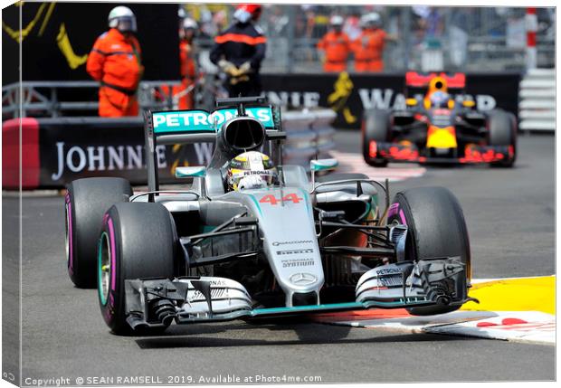 Lewis Hamilton & Daniel Ricciardo - Monaco 2016    Canvas Print by SEAN RAMSELL