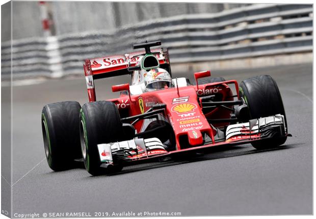 Sebastian Vettel - Monaco 2016                     Canvas Print by SEAN RAMSELL