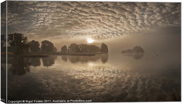 Llangorse lake dawn Canvas Print by Creative Photography Wales