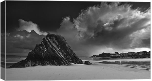Goscar Rock Tenby Canvas Print by Creative Photography Wales