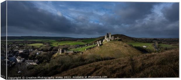 Corfe Castle view Dorset Canvas Print by Creative Photography Wales