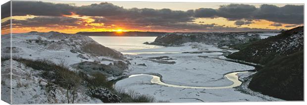 Three Cliffs Winter sunset Canvas Print by Creative Photography Wales