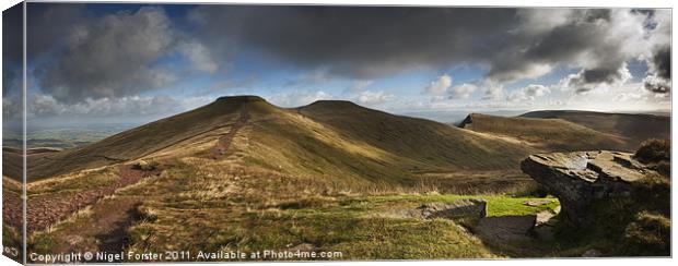 Pen y Fan Autumn Panorama Canvas Print by Creative Photography Wales