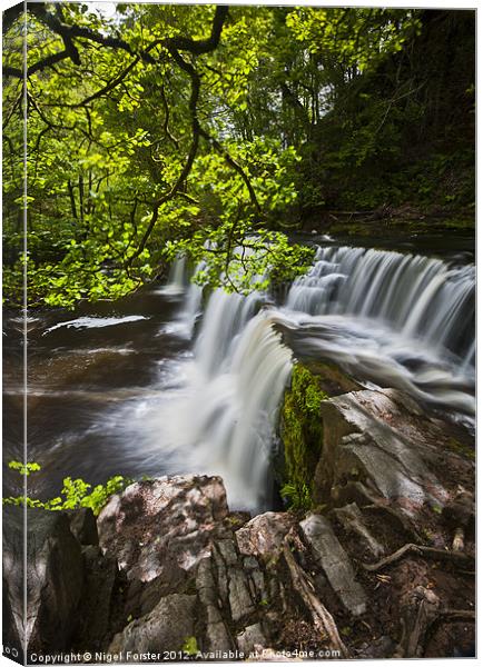 Sgwd Isaf Clun Gwyn Waterfall Canvas Print by Creative Photography Wales