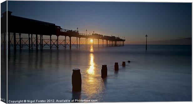 Teignmouth Pier Dawn Canvas Print by Creative Photography Wales