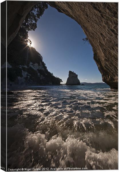 Cathedral Cove Coromandel Canvas Print by Creative Photography Wales