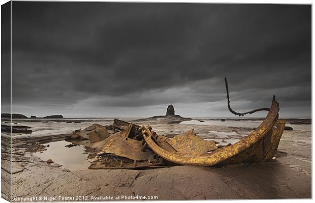 The Wreck at Saltwick Bay Canvas Print by Creative Photography Wales