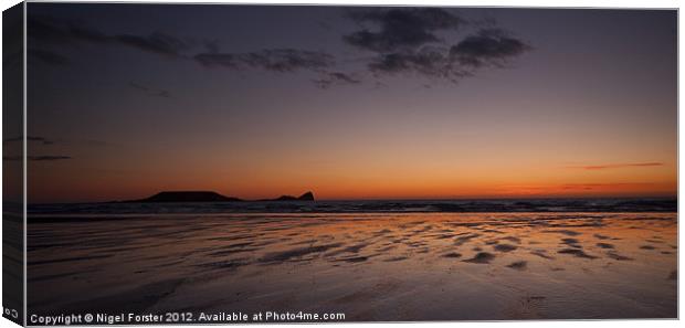 Rhossili Dusk Canvas Print by Creative Photography Wales