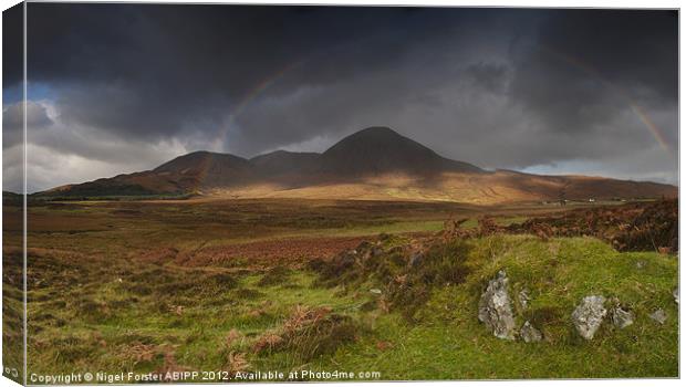 Red Cuillins Rainbow Canvas Print by Creative Photography Wales