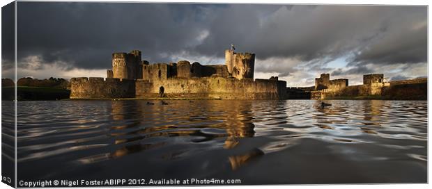 Caerphilly Castle Reflection Canvas Print by Creative Photography Wales