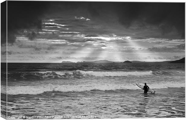 Newgale Surfer Canvas Print by Creative Photography Wales