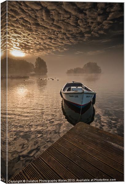 Llangorse Lake misty dawn Canvas Print by Creative Photography Wales