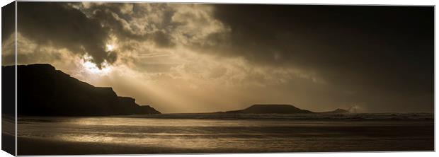 Worms Head Evening Glow Canvas Print by Creative Photography Wales