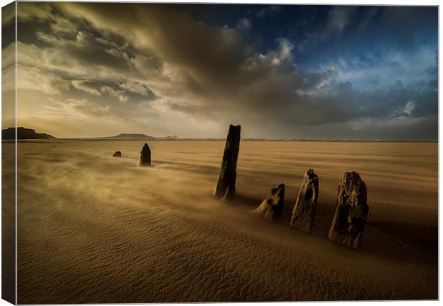 Rhossili Sandstorm Canvas Print by Creative Photography Wales
