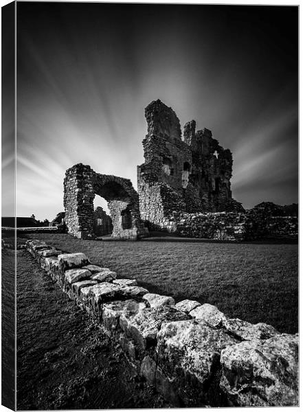 Ogmore Castle in monochrome Canvas Print by Creative Photography Wales