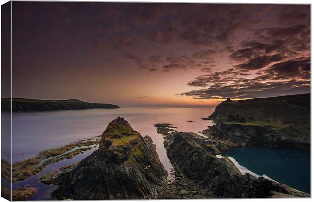 Abereiddy Sunset Canvas Print by Creative Photography Wales