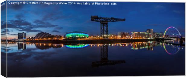  Glasgow Night Panorama Canvas Print by Creative Photography Wales