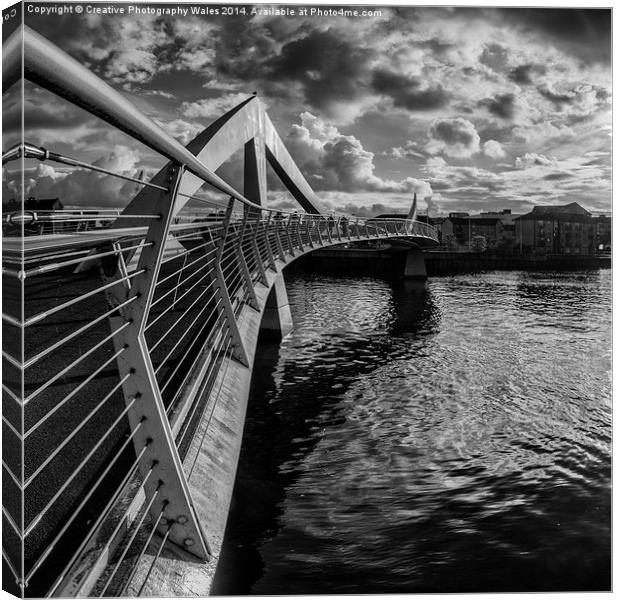  The Squiggly Bridge, Glasgow Canvas Print by Creative Photography Wales