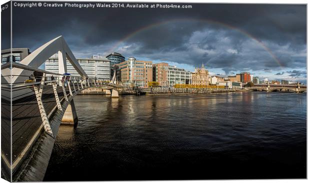  Squiggly Bridge Rainbow Canvas Print by Creative Photography Wales