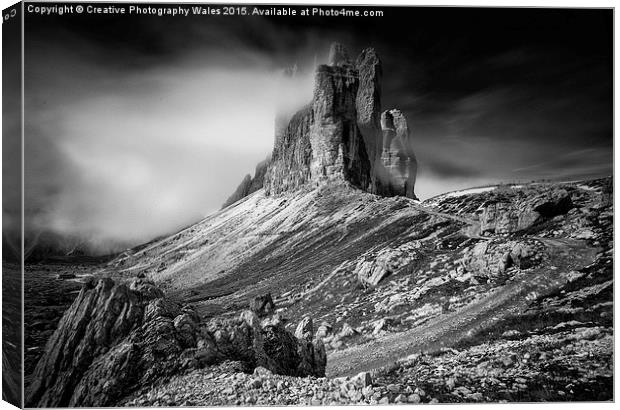 Tre Cime in the Dolomites Canvas Print by Creative Photography Wales