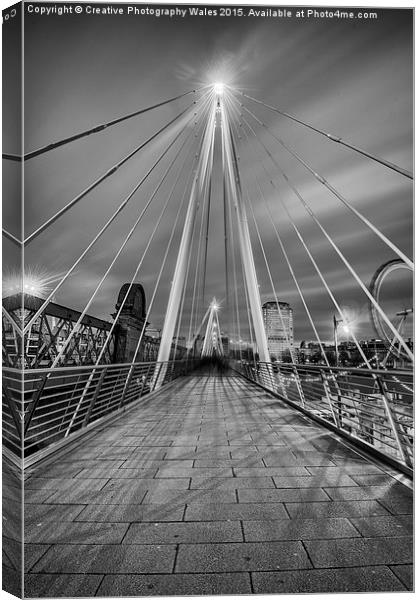 The Embankment Pedestrian Bridge at Night, London Canvas Print by Creative Photography Wales