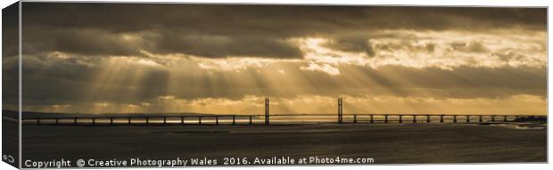 Severn Bridge evening light Canvas Print by Creative Photography Wales
