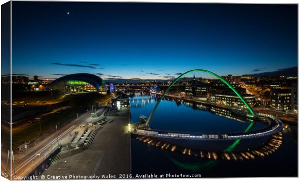 Newcastle Cityscape at Night Canvas Print by Creative Photography Wales