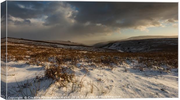 Sugar Loaf Winter Sunset, Brecon Beacons Canvas Print by Creative Photography Wales