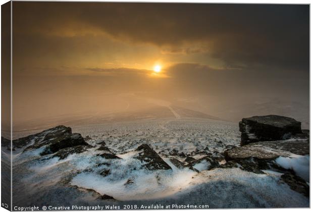 Sugar Loaf Winter Sunset, Brecon Beacons Canvas Print by Creative Photography Wales