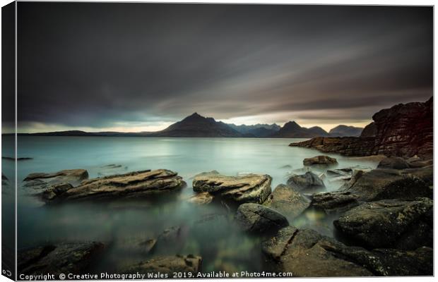 Black Cuillins Seascape, Isle of Skye, Scotland Canvas Print by Creative Photography Wales