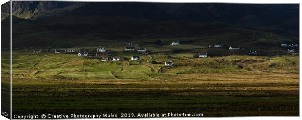 Staffin Cottages on Isle of Skye Canvas Print by Creative Photography Wales