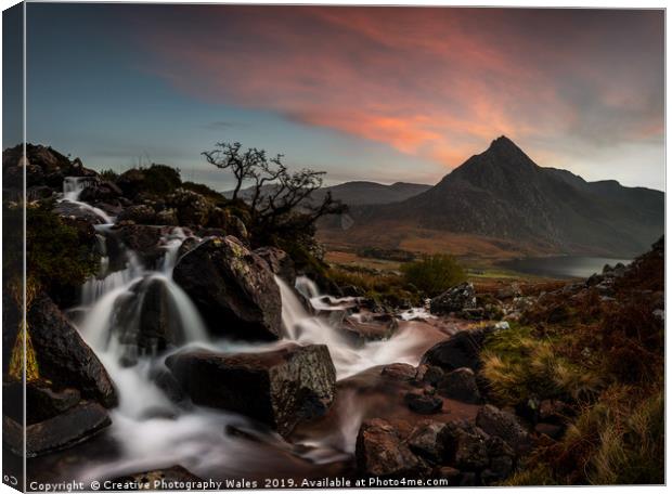 Tryfan from Afon Lloer, Snowdonia National Park Canvas Print by Creative Photography Wales