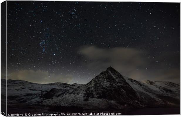 Tryfan Night Sky Canvas Print by Creative Photography Wales