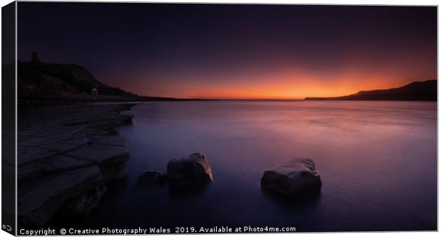 Kimmeridge Bay Sunset, Jurassic Coast in Dorset Canvas Print by Creative Photography Wales