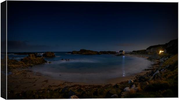 The Night Sky, Ballintoy Coastline on the The Caus Canvas Print by Creative Photography Wales