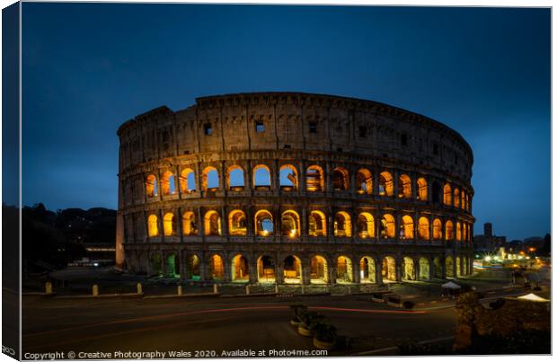 The Colloseum, Rome, Italy Canvas Print by Creative Photography Wales