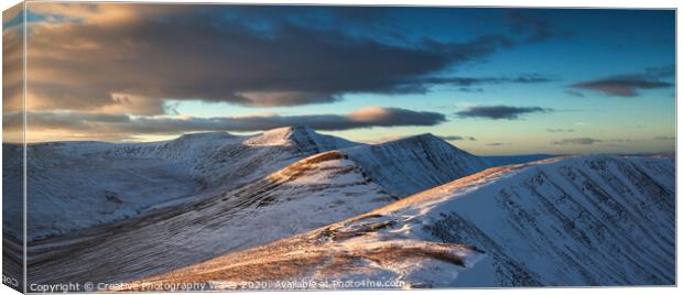Cribyn winter glow Canvas Print by Creative Photography Wales
