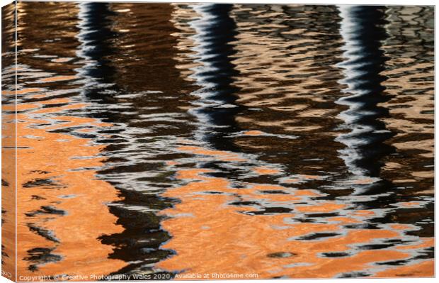 abstract reflections in water in cardiff bay Canvas Print by Creative Photography Wales