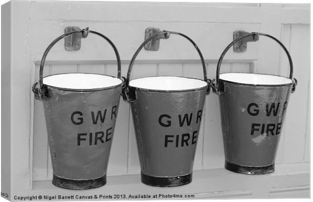 GWR Fire Buckets Canvas Print by Nigel Barrett Canvas