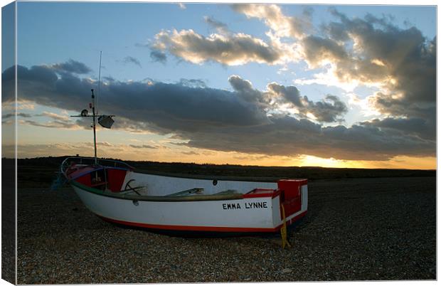 Fishermans Boat at Sunset Canvas Print by Scott Simpson
